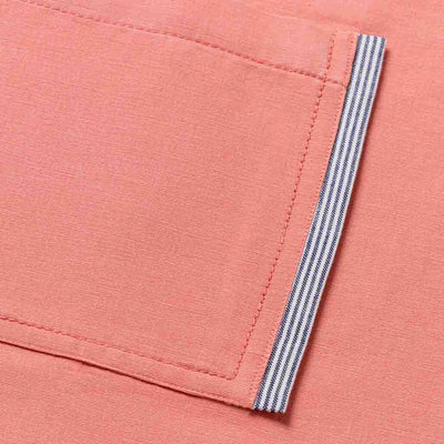 Bistro Server Apron Coral Pink, Waitress, Waist Apron, Blue Ticking Pocket Detail