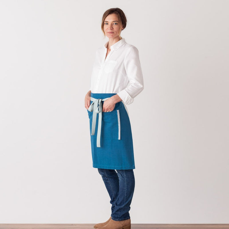 Server Half Apron Sky Blue Waist Restaurant Quality Wholesale Reluctant Trading