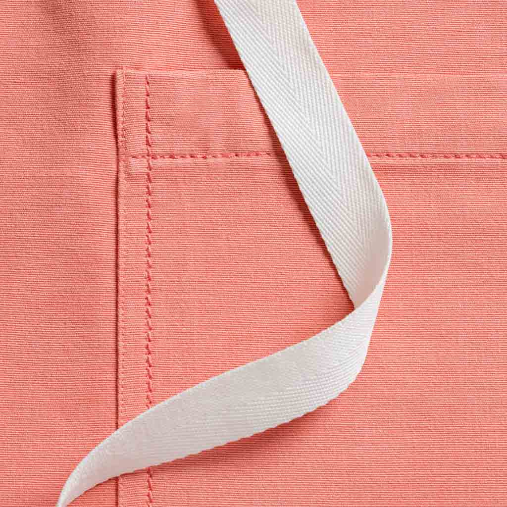 Chef Apron Coral Pink Pocket with White Straps Baker Cotton Canvas