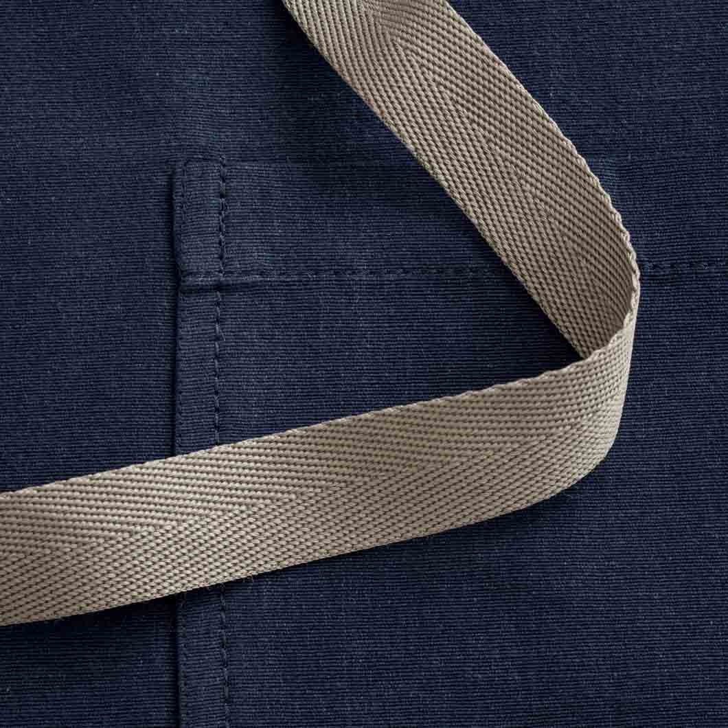 Bistro Server Apron Navy with Tan Straps, Waitress, Waist Apron, Detail Shot