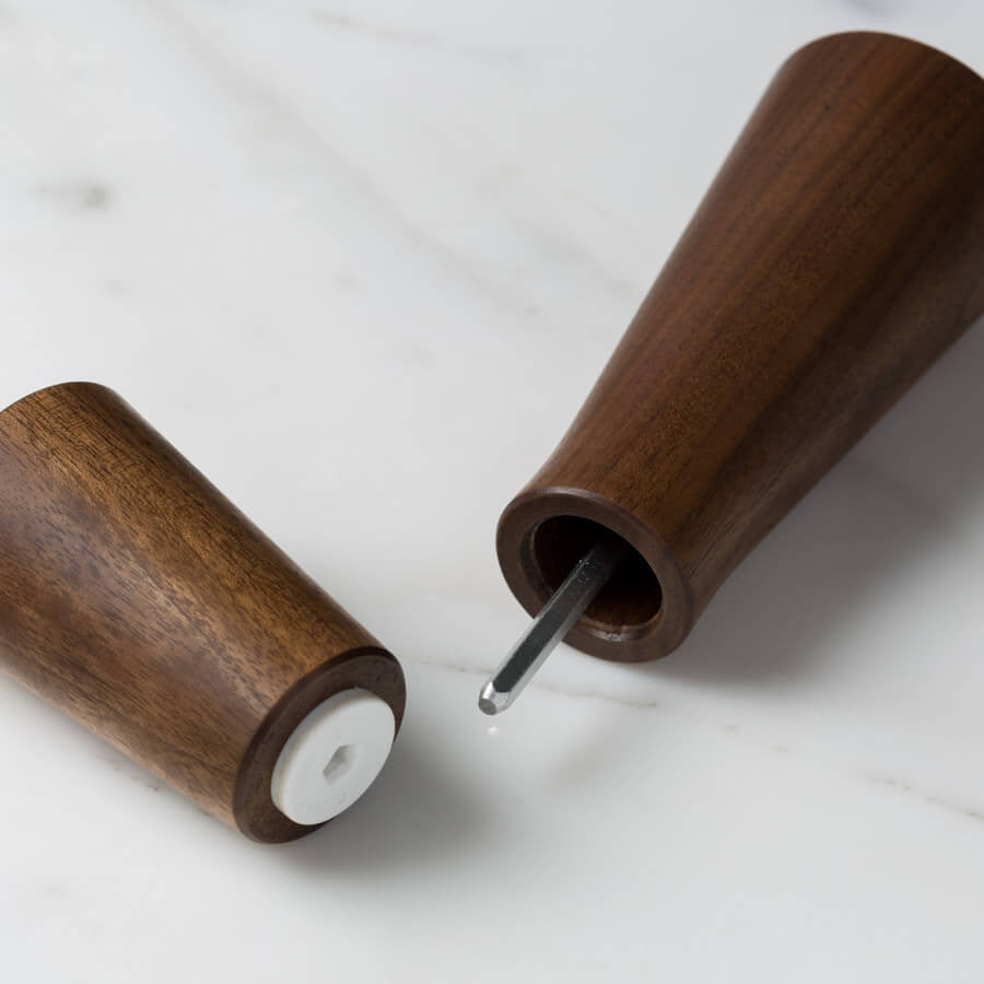 Magnus Pepper and Salt Mills, Hand-finshed, Crush-Grind Mechanism, Dark Walnut Wood