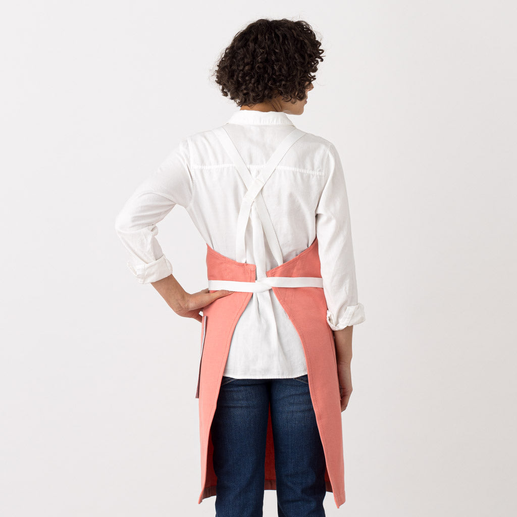 Chef Apron Coral Pink with White Straps Baker Wholesale Volume Industry Pricing