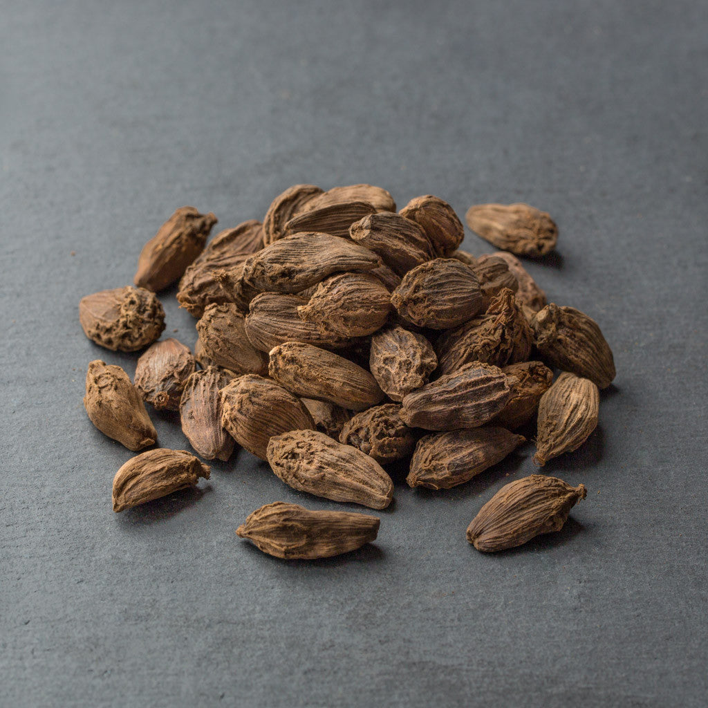 Whole Black Cardamom Pods, smoky, complex and fresh from India