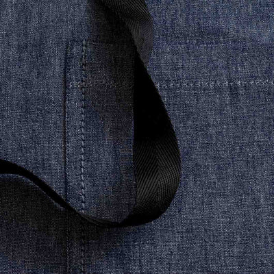 Cross-Back Chef Apron, Blue Denim with Black Straps, Men and Women-[Reluctant Trading Experiment]-Tall Cross-Back - 37”L x 30”W