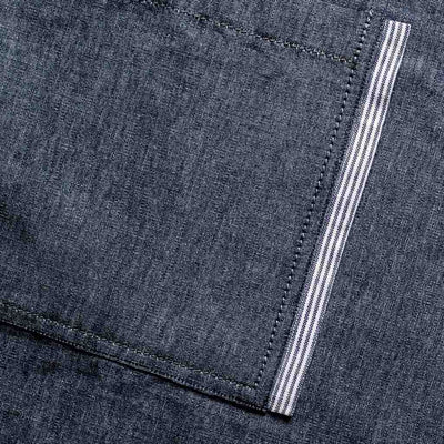 Cross-Back Chef Apron, Blue Denim with Red Straps, Men and Women-[Reluctant Trading Experiment]-