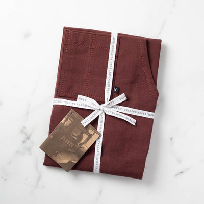 Cross-Back Chef Apron, Maroon with Tan Straps, Men and Women-[Reluctant Trading Experiment]-